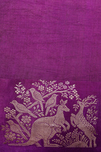 Handwoven Purple Banarasi Katan Soft Silk Saree