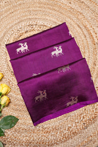 Handwoven Purple Banarasi Katan Soft Silk Saree
