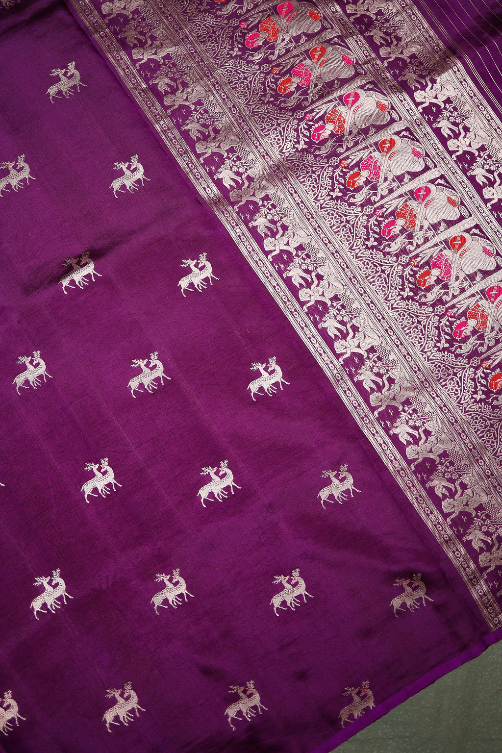 Handwoven Purple Banarasi Katan Soft Silk Saree