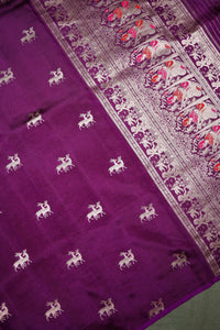 Handwoven Purple Banarasi Katan Soft Silk Saree