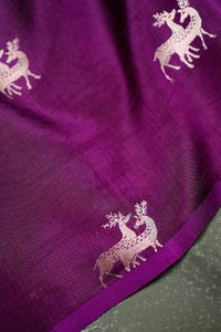 Handwoven Purple Banarasi Katan Soft Silk Saree