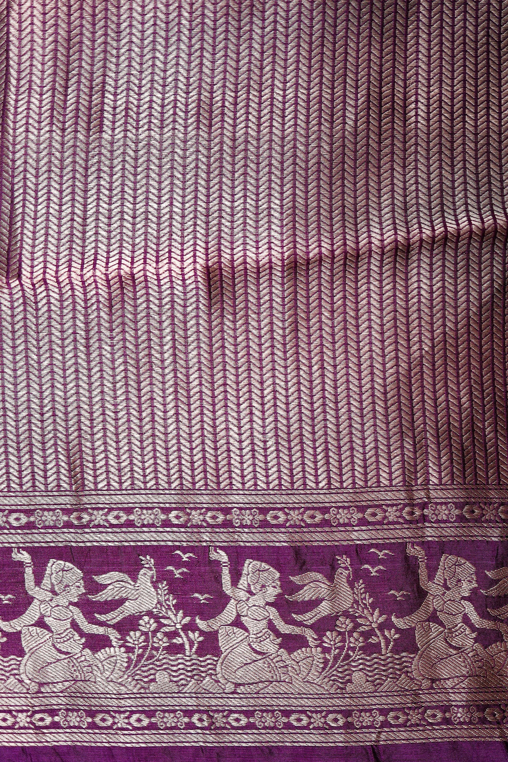 Handwoven Purple Banarasi Katan Soft Silk Saree