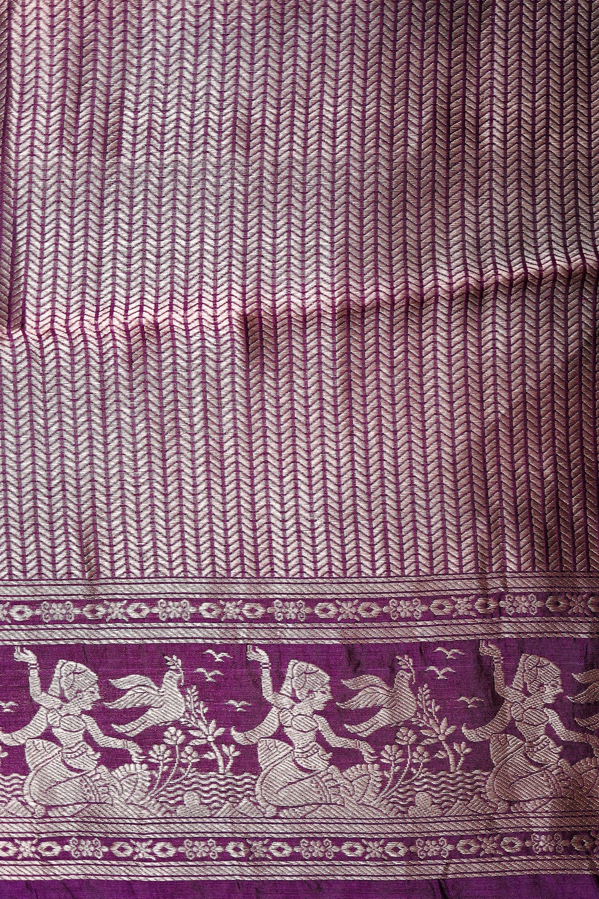 Handwoven Purple Banarasi Katan Soft Silk Saree