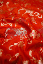 Handwoven Orange Banarasi Tussar Silk Saree