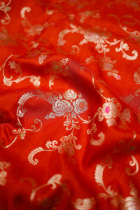 Handwoven Orange Banarasi Tussar Silk Saree