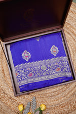 Handwoven Purple Banarasi Tussar Silk Saree