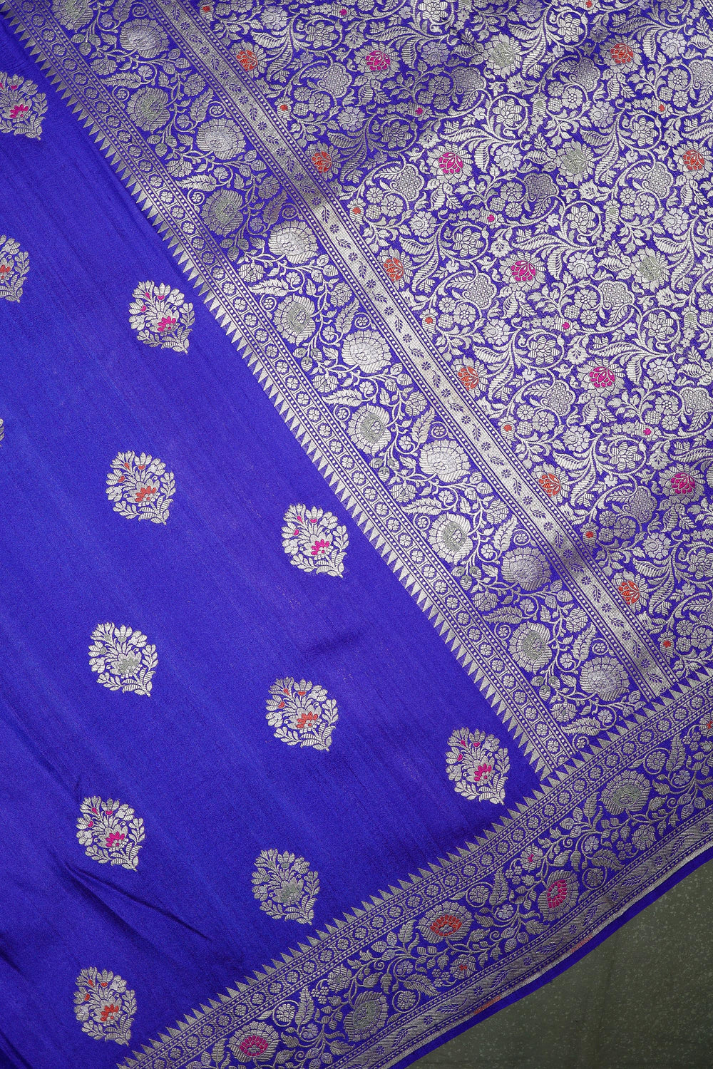 Handwoven Purple Banarasi Tussar Silk Saree