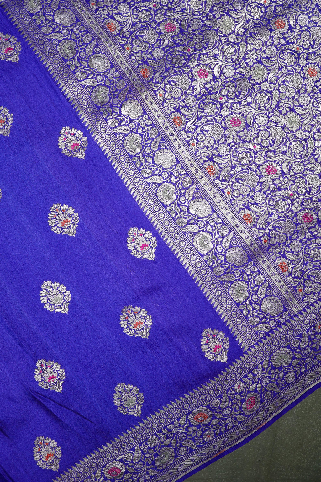 Handwoven Purple Banarasi Tussar Silk Saree