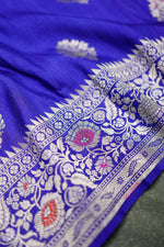 Handwoven Purple Banarasi Tussar Silk Saree