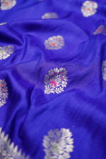 Handwoven Purple Banarasi Tussar Silk Saree
