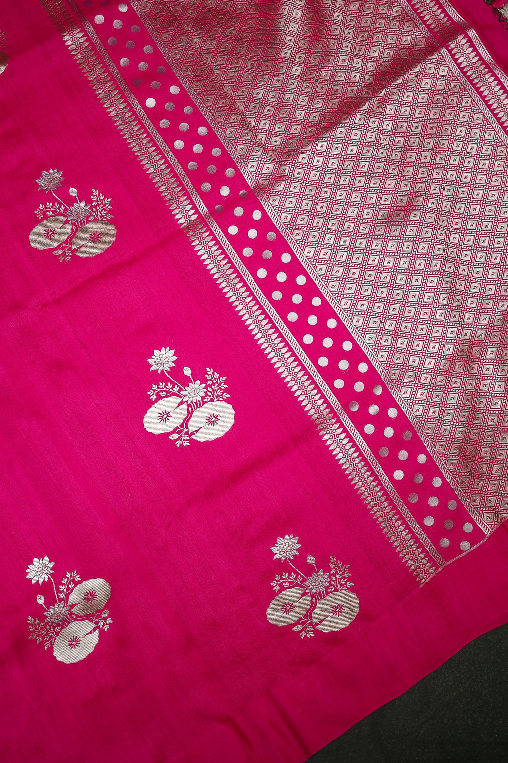 Handwoven Rani Pink Banarasi Katan Soft Silk Saree