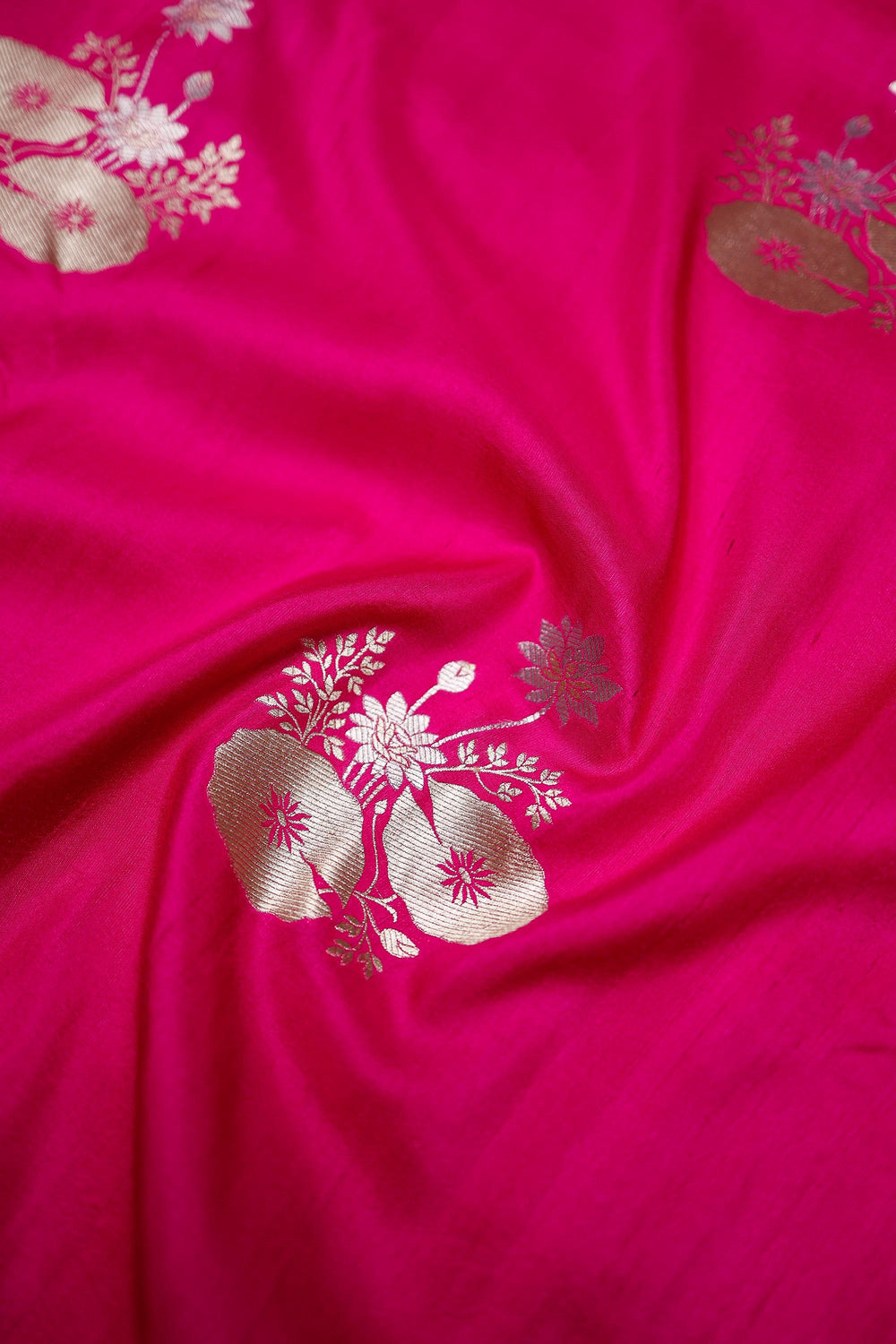 Handwoven Rani Pink Banarasi Katan Soft Silk Saree