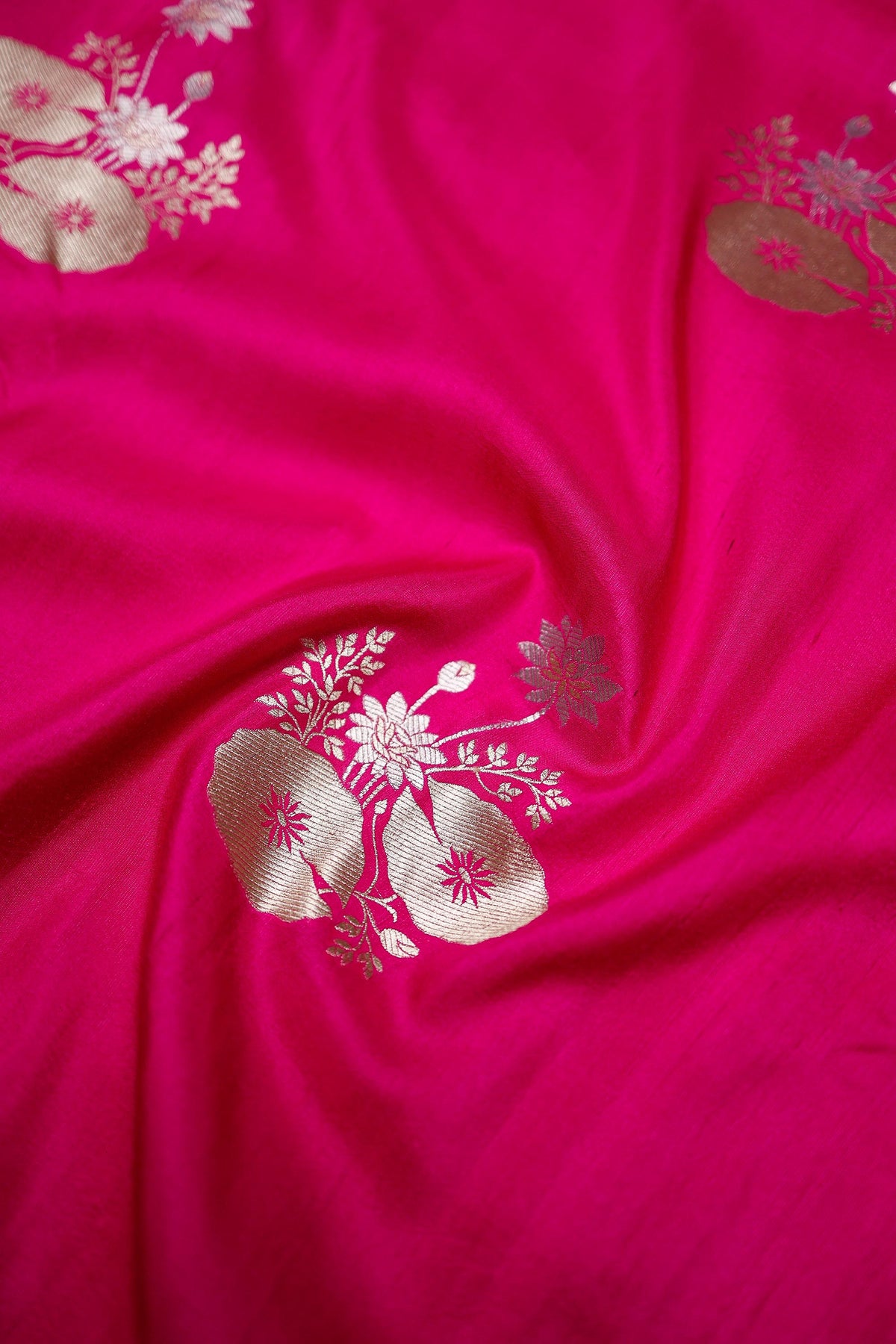 Handwoven Rani Pink Banarasi Katan Soft Silk Saree