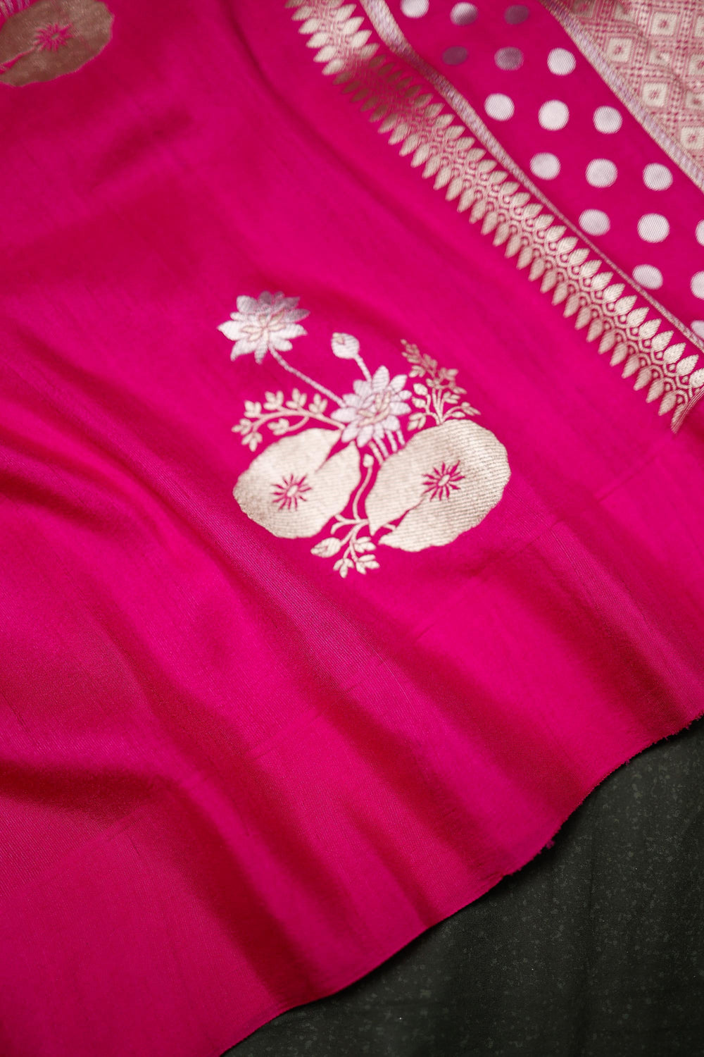 Handwoven Rani Pink Banarasi Katan Soft Silk Saree