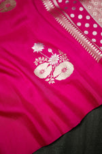 Handwoven Rani Pink Banarasi Katan Soft Silk Saree
