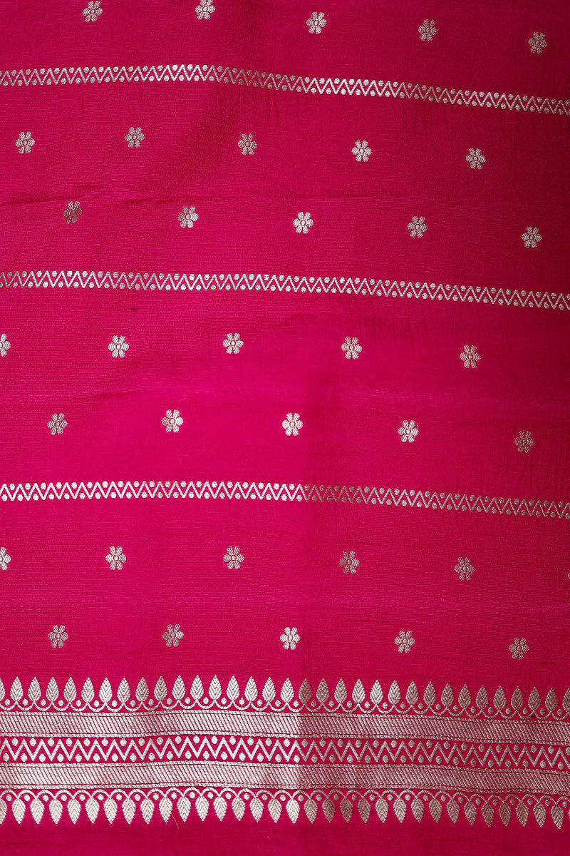 Handwoven Rani Pink Banarasi Katan Soft Silk Saree