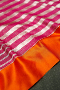 Handwoven Baby Pink Banarasi Moonga Silk Saree