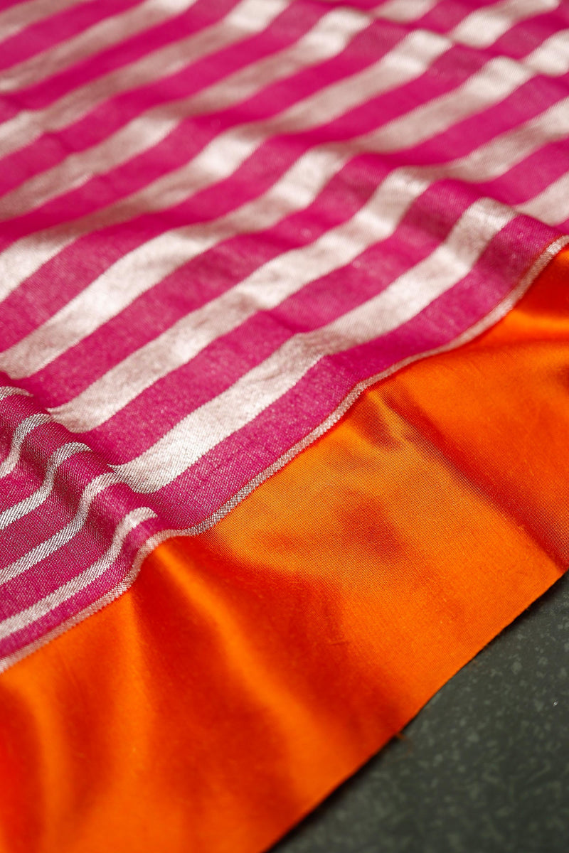 Handwoven Baby Pink Banarasi Moonga Silk Saree