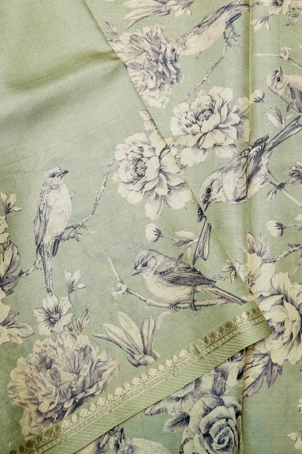 Handwoven Pastel Green Banarasi Munga Tussar Silk Saree
