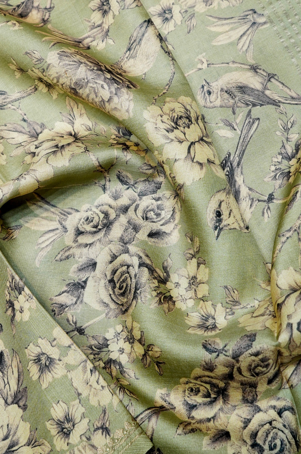 Handwoven Pastel Green Banarasi Munga Tussar Silk Saree