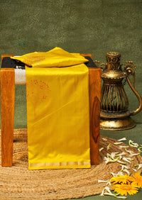 Handwoven Yellow Banarasi Katan Soft Silk Saree