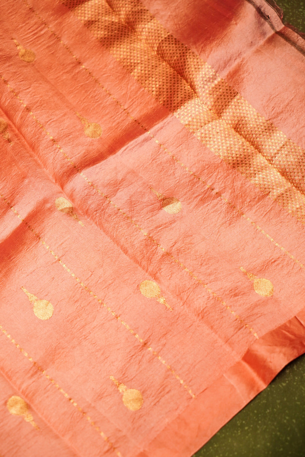 Handwoven Peach Banarasi Katan Silk Suit