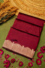 Handwoven Wine  Banarasi Katan Silk Saree