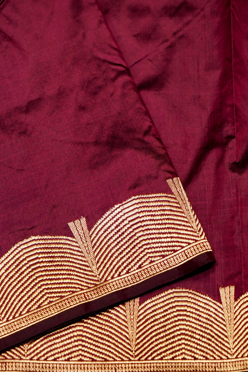 Handwoven Wine  Banarasi Katan Silk Saree