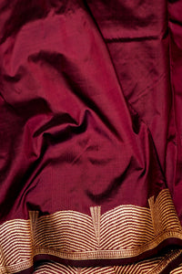 Handwoven Wine  Banarasi Katan Silk Saree