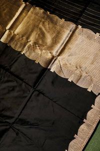 Handwoven Black Banarasi Katan Silk Saree