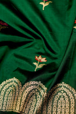 Handwoven Green Banarasi Katan Silk Saree