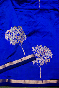 Handwoven Blue Banarasi Katan Silk Saree