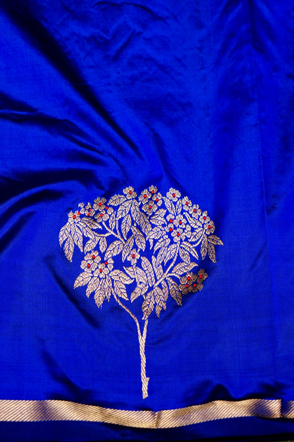 Handwoven Blue Banarasi Katan Silk Saree