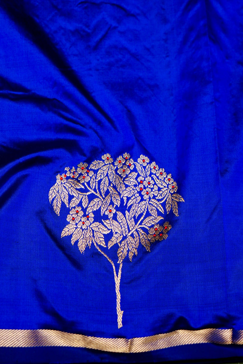 Handwoven Blue Banarasi Katan Silk Saree