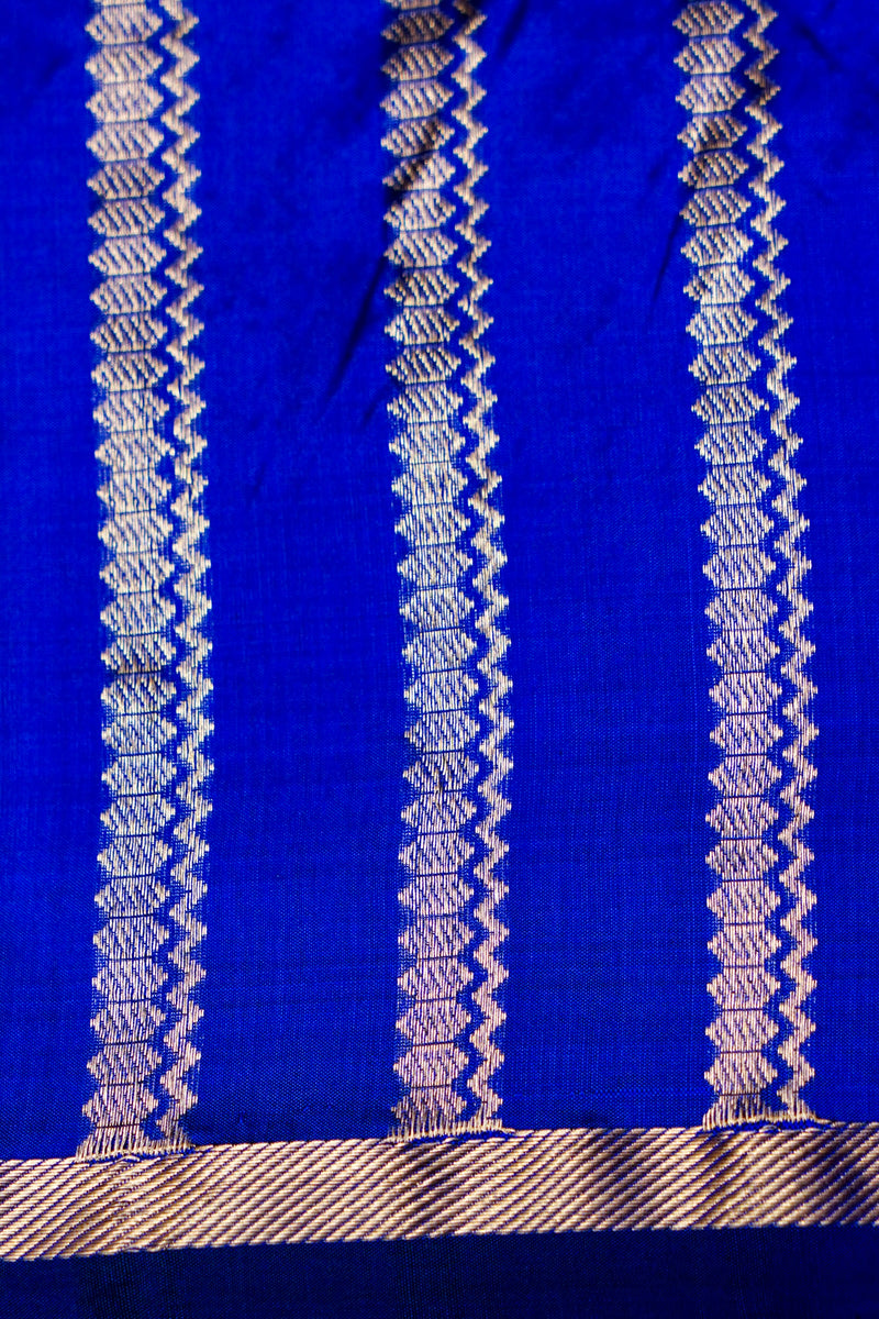 Handwoven Blue Banarasi Katan Silk Saree