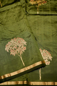 Handwoven Mehdi Green  Banarasi Katan Silk Saree