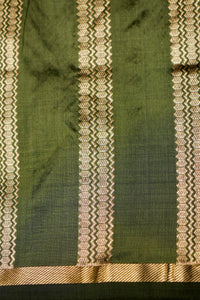 Handwoven Mehdi Green  Banarasi Katan Silk Saree