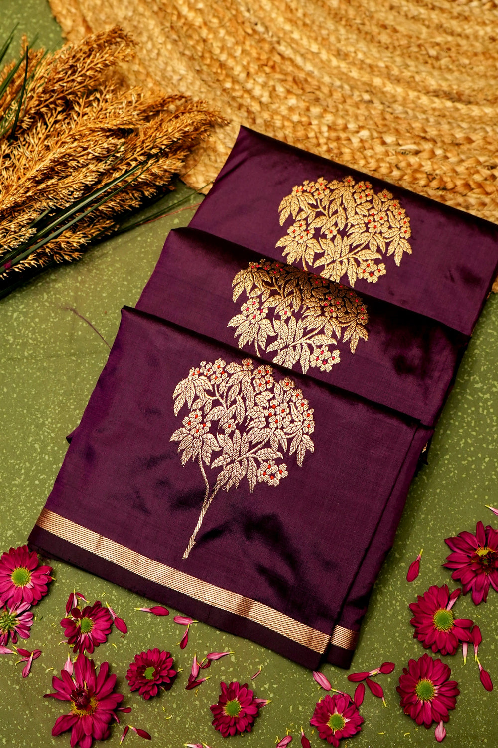 Handwoven Purple  Banarasi Katan Silk Saree