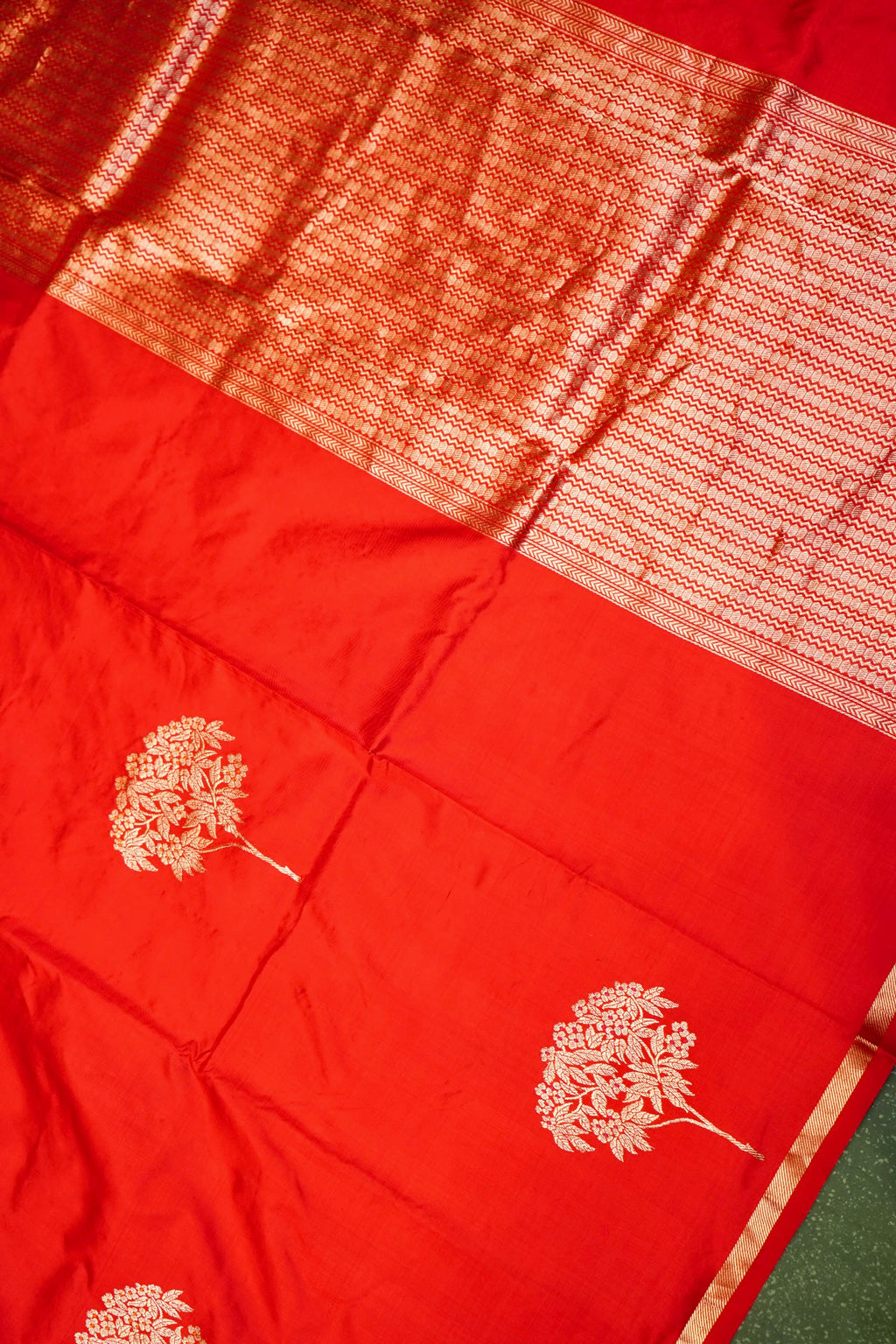 Handwoven Red Banarasi Katan Silk Saree