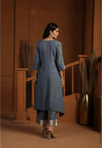 Handwoven Grey Banarasi Organic cotton silk Suit