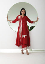 Handwoven Red Banarasi Organic cotton silk Suit