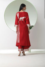 Handwoven Red Banarasi Organic cotton silk Suit