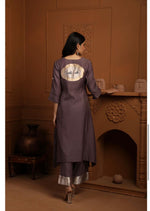 Handwoven Mauve Banarasi Organic cotton silk Suit