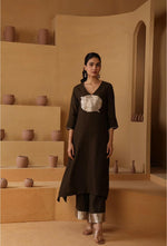 Handwoven Brown Banarasi Organic cotton silk Suit