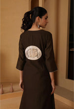 Handwoven Brown Banarasi Organic cotton silk Suit