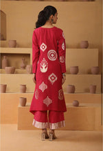 Handwoven Red Banarasi Organic cotton silk Suit