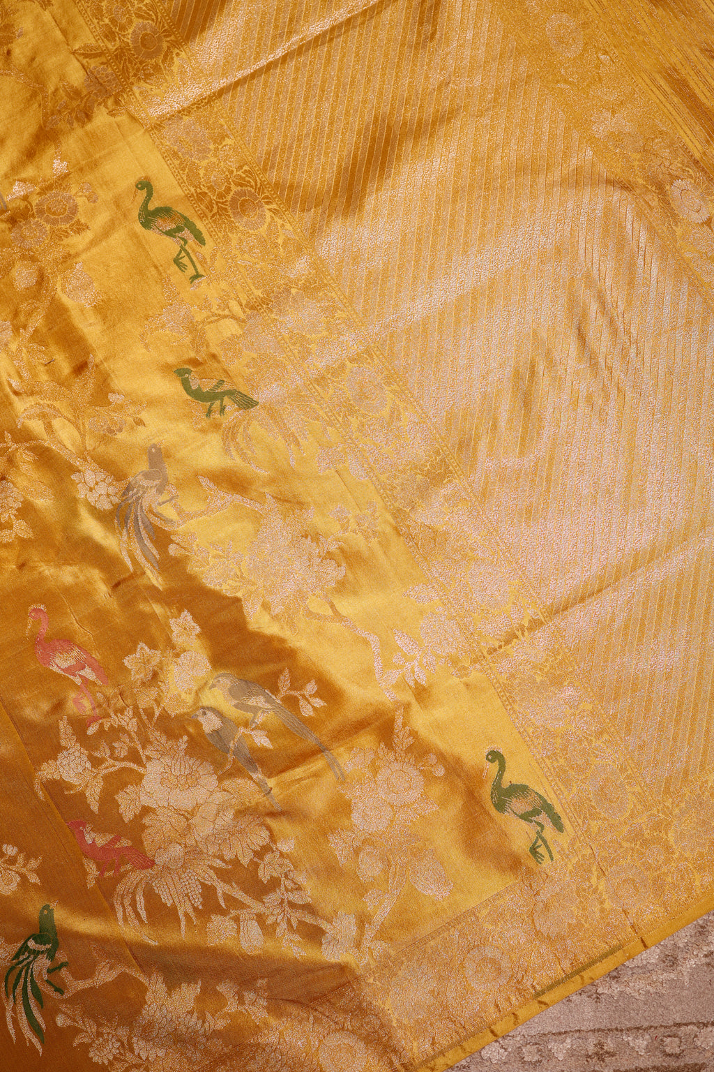 Handwoven Mustard Yellow Banarasi Katan Silk Saree