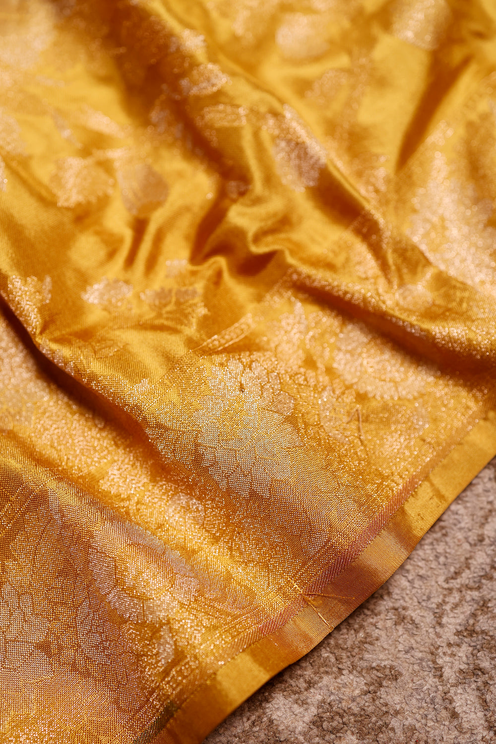 Handwoven Mustard Yellow Banarasi Katan Silk Saree