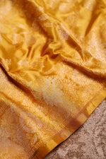 Handwoven Mustard Yellow Banarasi Katan Silk Saree