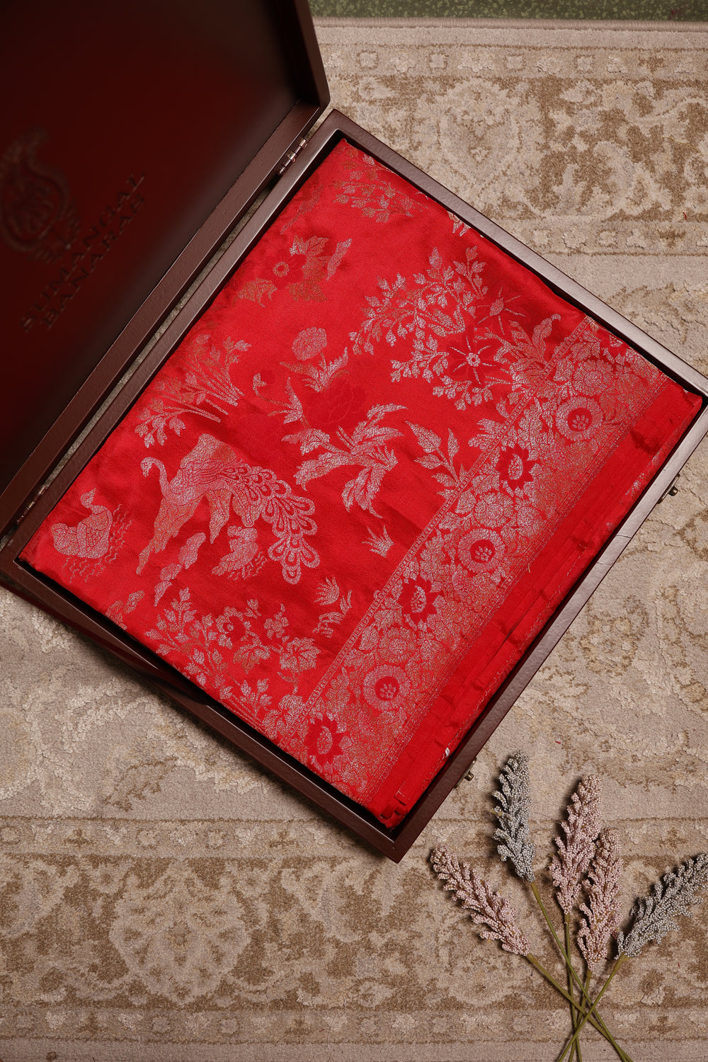 Handwoven Red Banarasi Katan Silk Saree